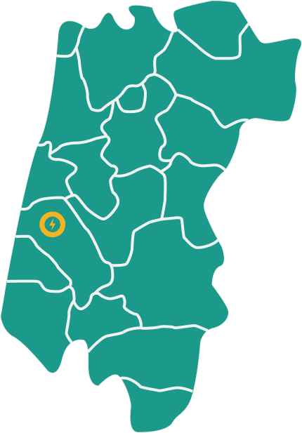 Mapa ilustrado do distrito de Aveiro com destaque para a área de atuação da Ligow